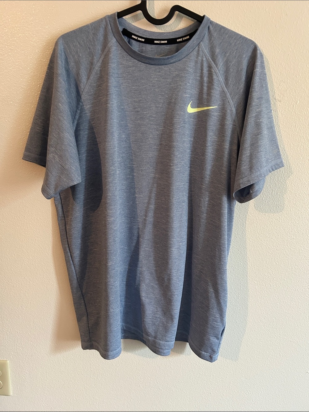 Nike Men's Heather Blue Short Sleeve Swim Performance Dri Fit  Swoosh T-Shirt:M